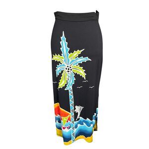 Carried Away Sz L Pencil Skirt Stretch Tropical Print‎ Vacation Cruise Island